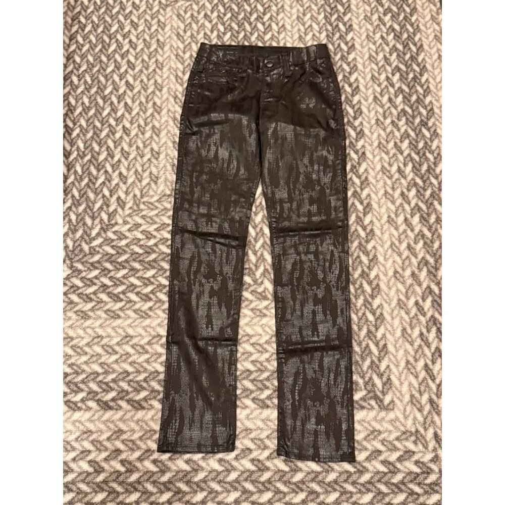 NEW Rock & Republic women's size 4 Berlin Black Shiny Alligator Print jeans
